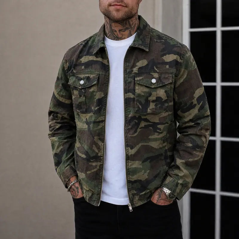 Men's camouflage military jacket - front view