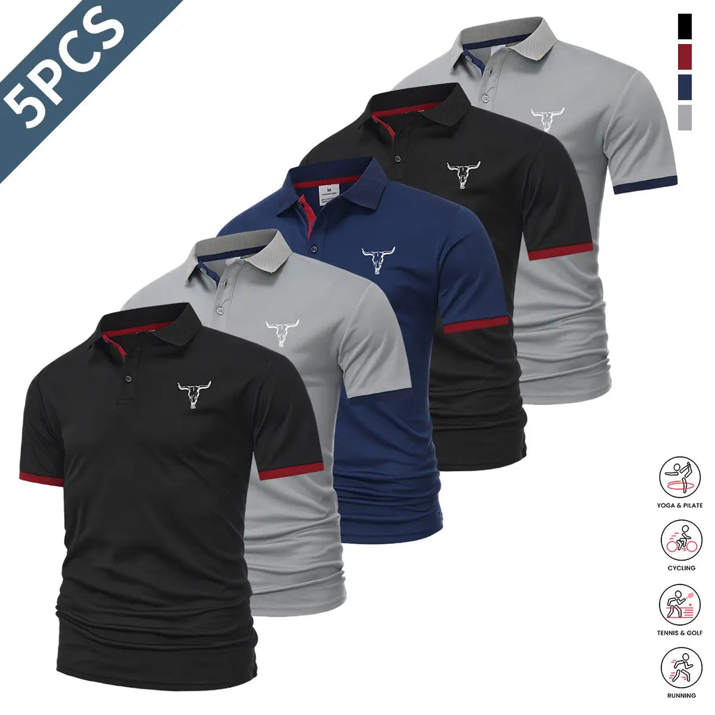 Men's Quick Dry Polo Shirt Set with Sporty Casual Style for Golf and Travel
