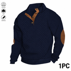 Men’s Jacquard Stand Collar Henley Sweatshirt Pack for Casual Streetwear Outfits