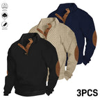 Men's Jacquard Stand Collar Henley Sweatshirt - gallery image 4
