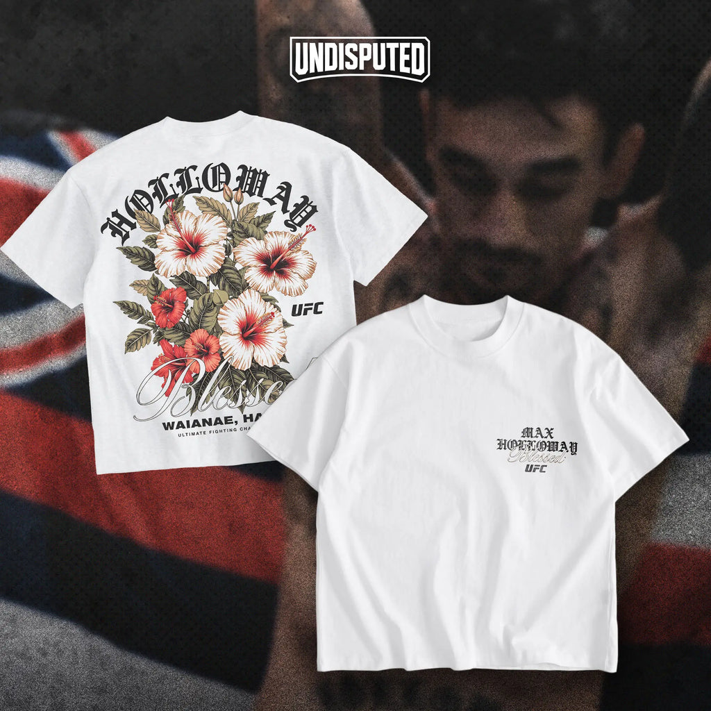 UNDISPUTED Max Holloway "Blessed" Hawaii Hibiscus UFC Heavy Cotton Tee - Premium BMF Fan Apparel