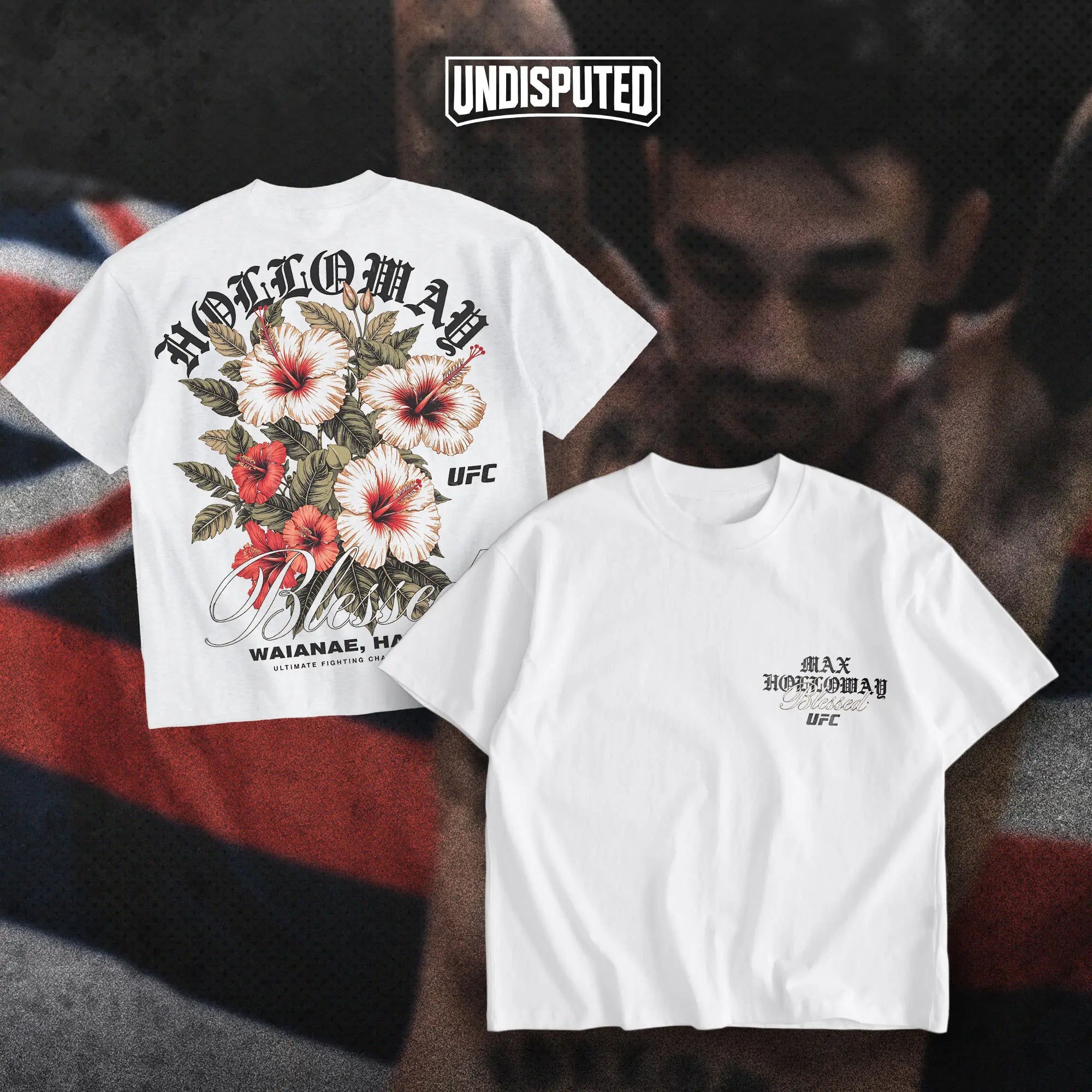UNDISPUTED Max Holloway "Blessed" Hawaii Hibiscus UFC Heavy Cotton Tee - Premium BMF Fan Apparel