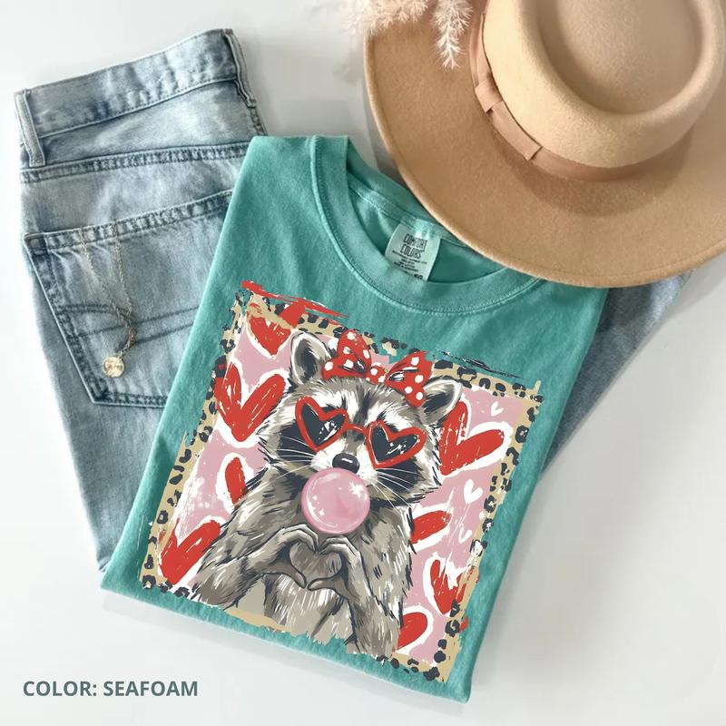 Raccoon T-shirt, Cute Raccoon Love Tee, Trendy Animal Valentine Gift