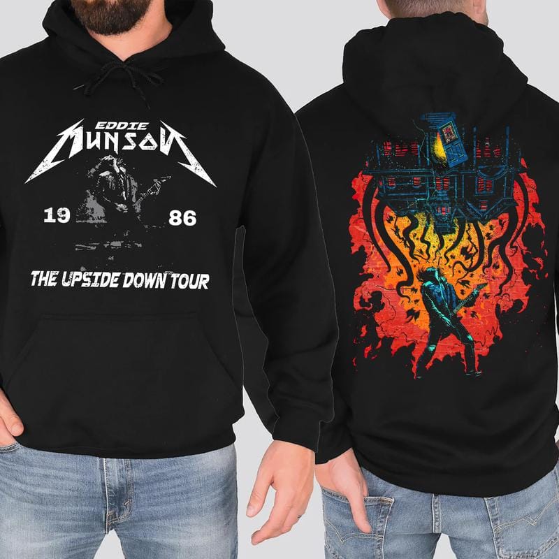 Retro Eddie Munson 2 sides Shirt, Eddie Upside Down Graphic Sweatshirt, Hoodie