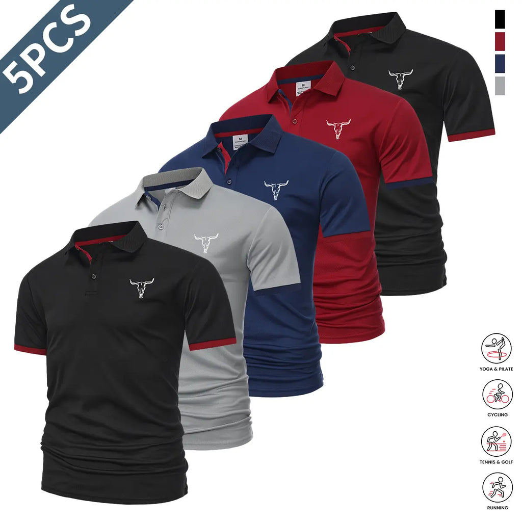 Men's Quick Dry Polo Shirt Set with Sporty Casual Style for Golf and Travel
