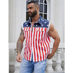 American Flag Sleeveless Denim Vest for Fourth of July Summer Outfits