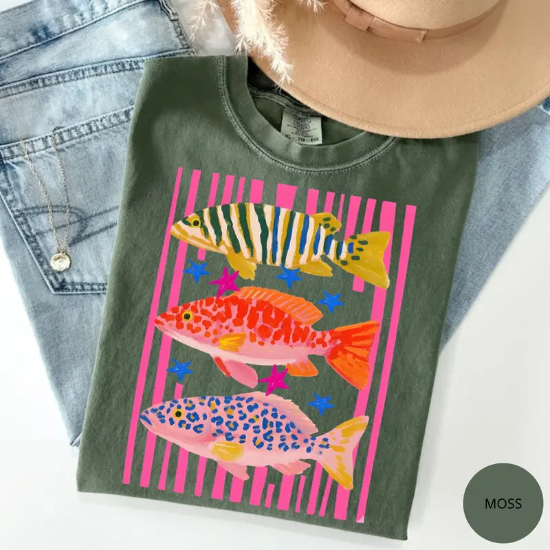 Tropical Pop: The Preppy Fish "Island Reef" Comfort Colors Tee