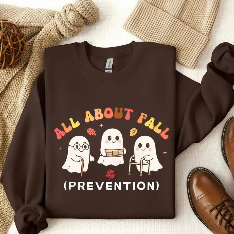 Cute Fall Prevention Ghost Sweatshirt for Nursing Occupational Therapy Halloween Outfits