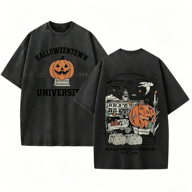 Vintage Halloweentown Pumpkin Graphic Tee Retro Halloween Streetwear Shirt