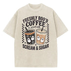 Retro Ghost Coffee Graphic Tee for Halloween Streetwear and Fall Outfits