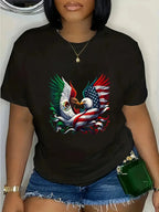 Mexican Roots American Pride Eagle Graphic T-Shirt for Men and Women