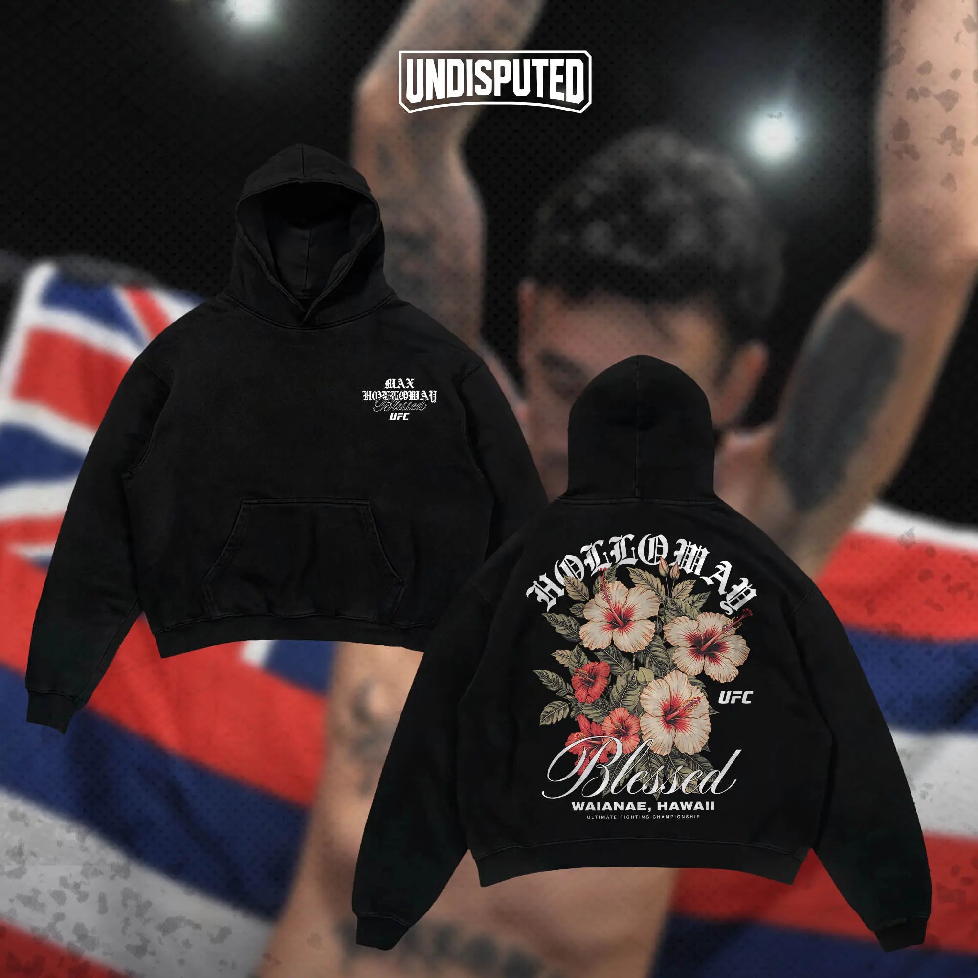 UNDISPUTED Max Holloway "Blessed" Hawaii Hibiscus UFC Heavy Cotton Tee - Premium BMF Fan Apparel