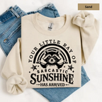 "Your Little Ray Of Sarcastic Sunshine" Funny Raccoon Pullover - Vintage Sassy Aesthetic Jumper