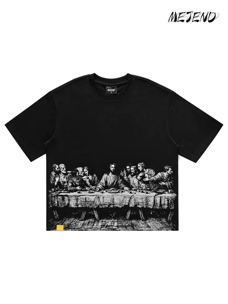 Vintage Jesus Graphic Oversized Tee with Gothic Religious Artwork for Streetwear Lovers