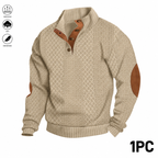 Men’s Jacquard Stand Collar Henley Sweatshirt Pack for Casual Streetwear Outfits