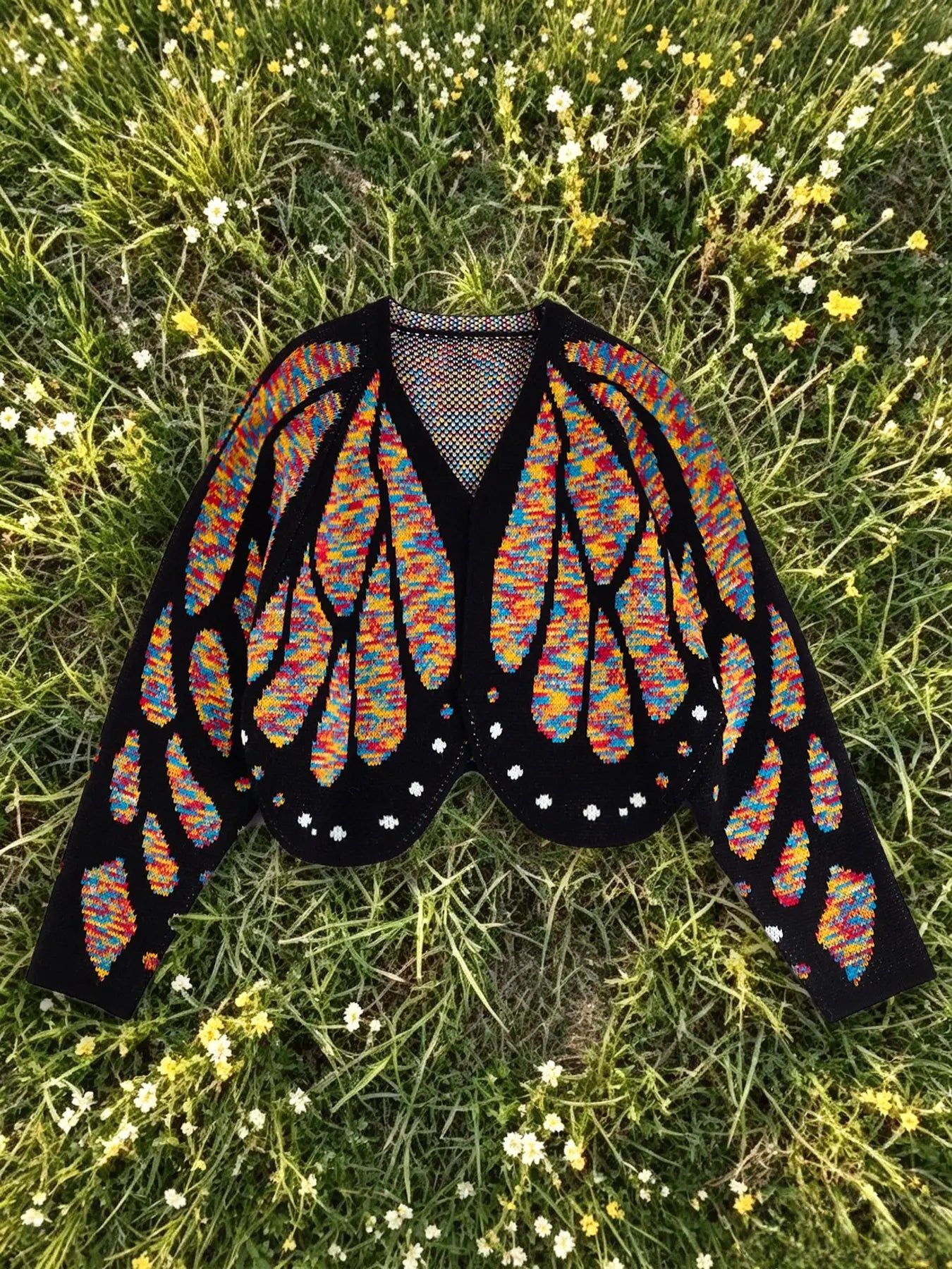 Monarch Butterfly Wings Knit Cardigan for Vacation and Festival Outfits