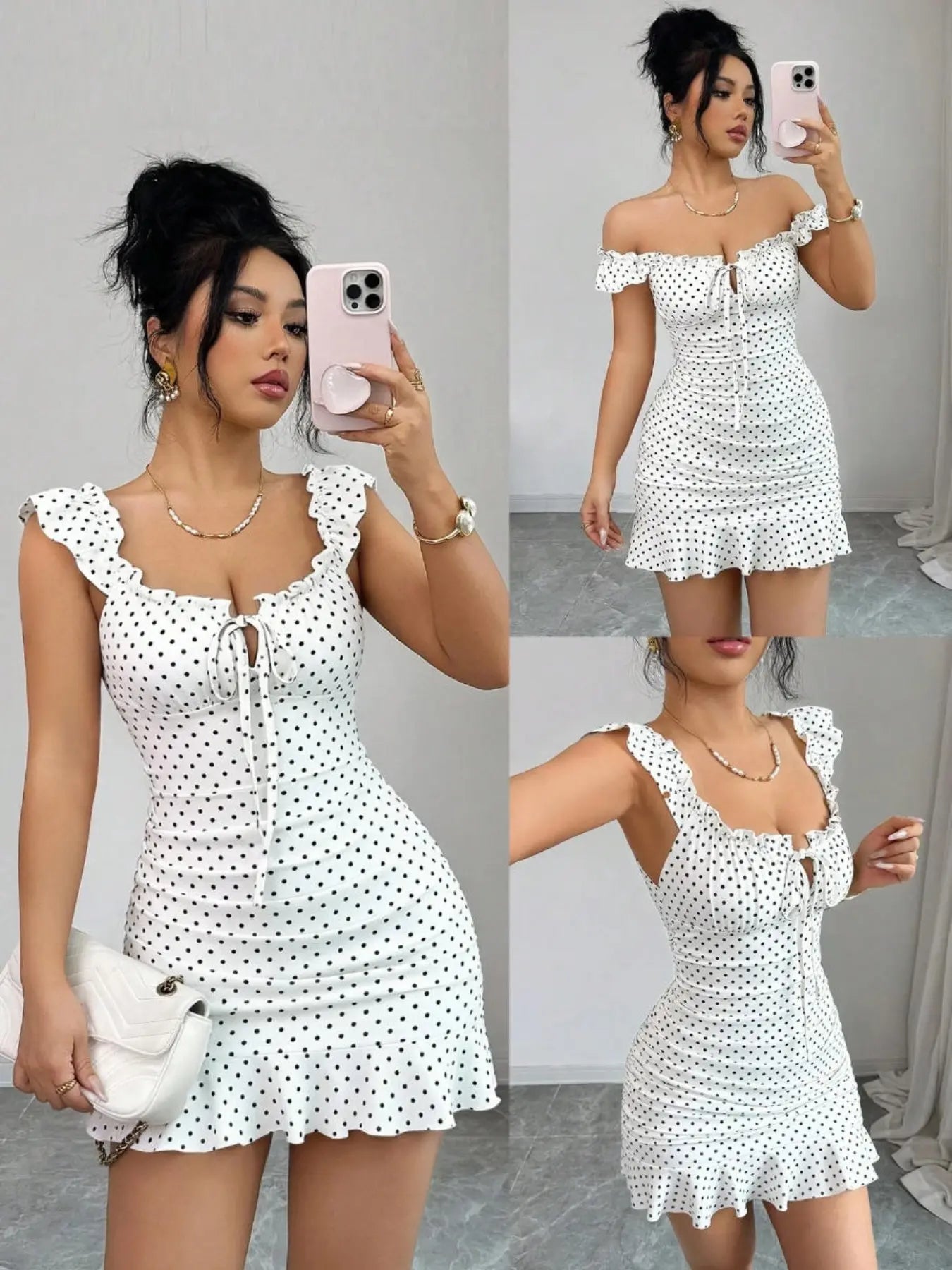 Red Polka Dot Ruffle Mini Dress for Date Nights and Summer Outfits