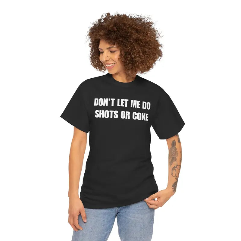 The Party Warning Label: "Shots or Coke" Sarcastic Heavy Cotton Tee