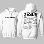 Jesus Is King Names Of God Hoodie for Christian Streetwear Outfits