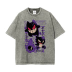 Shadow Realm Style: Gengar "Glitch" Evolution Washed Streetwear Tee