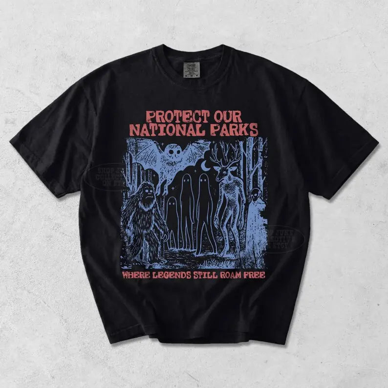 Cryptid National Parks Graphic T-Shirt for Camping and Hiking Fans
