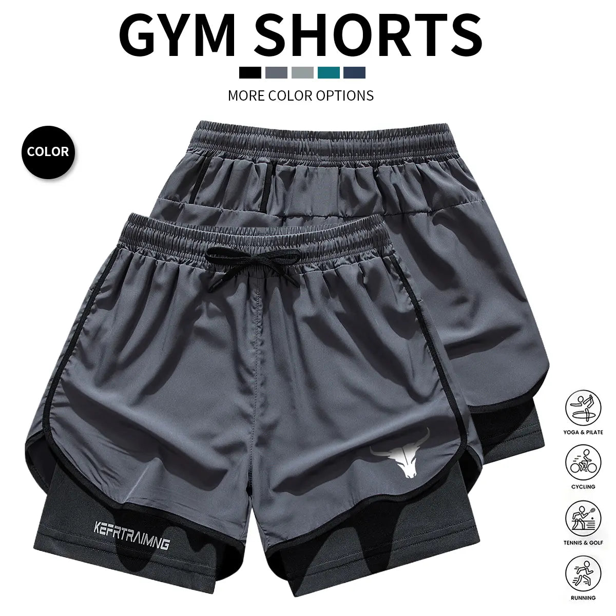 Men's 2-in-1 Quick Dry Training Shorts 4-Pack for Gym Workout and Outdoor Sports