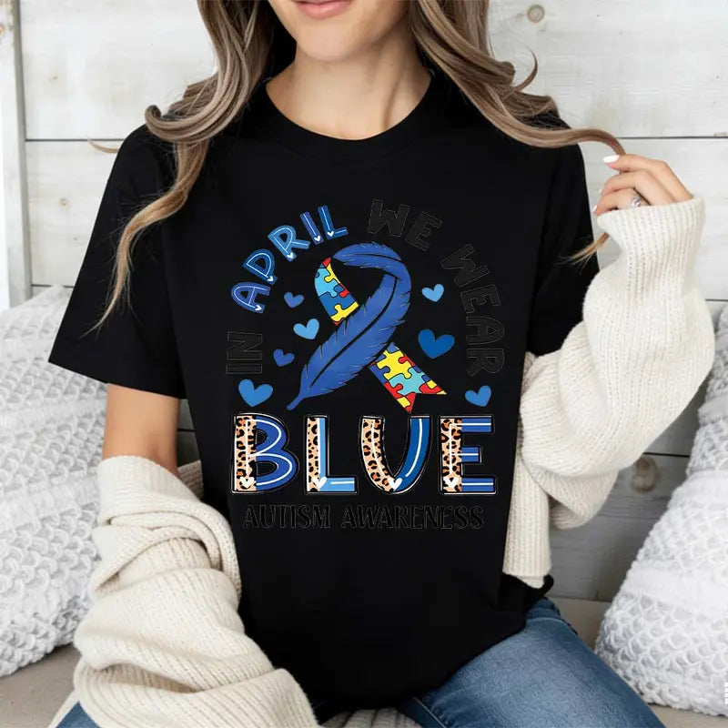 Wear Blue with Heart: Autism Awareness Month Empowerment Graphic Tee