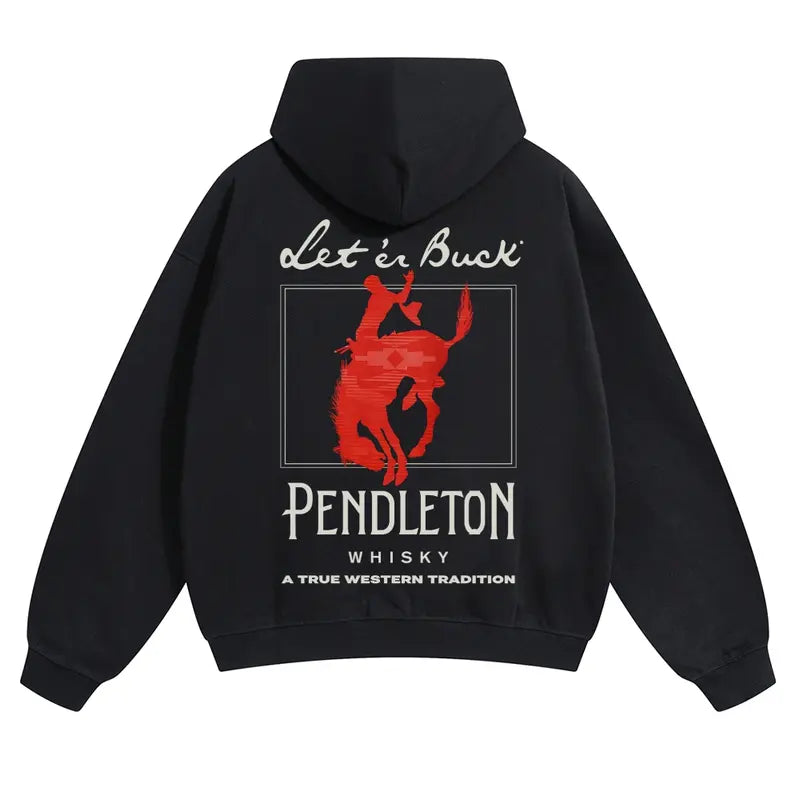Western Rodeo Graphic Hoodie for Cowboy Streetwear and Casual Outdoor Outfits