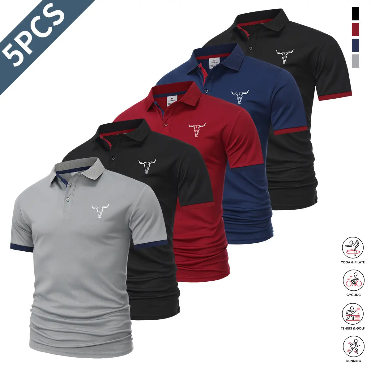 Men's Quick Dry Polo Shirt Set with Sporty Casual Style for Golf and Travel