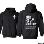 "Need Prayer? Tap My Shoulder" Inspirational Christian Graphic Tee - Matthew 18:20 Bible Verse Streetwear