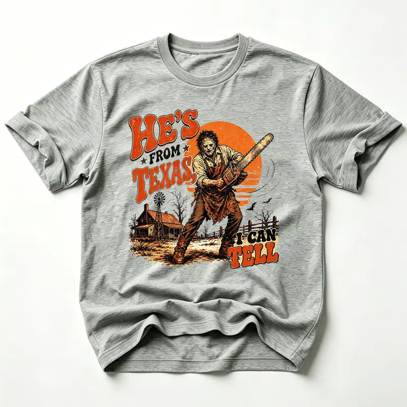 Texas Slasher Horror Graphic Tee for Spooky Season Movie Fan Outfits