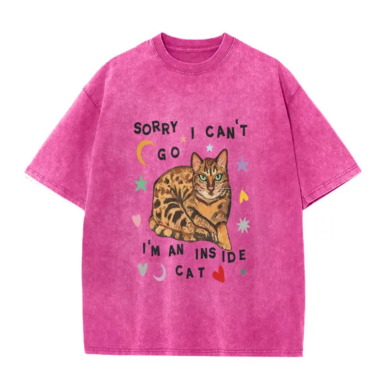 Vintage Cat Graphic T-Shirt with Cozy Introvert Quote for Casual Everyday Streetwear