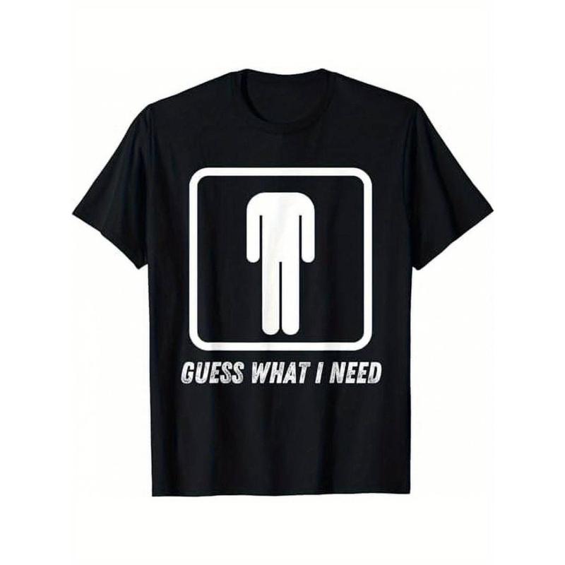 Men's Retro "Guess What I Need" Graphic Cotton Crew Neck T-Shirt - Short Sleeve
