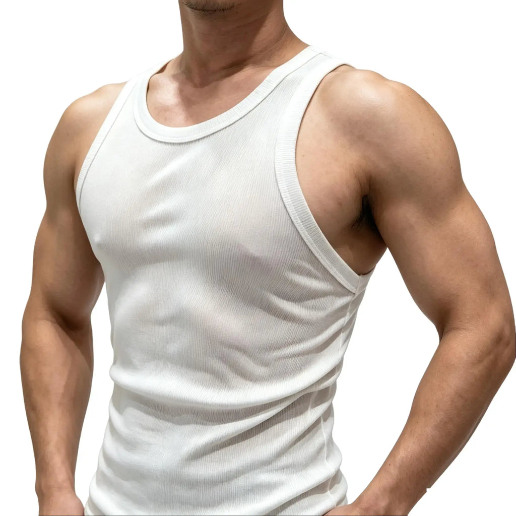 Men's Ribbed Knit Tank Top 3-Pack for Gym Training and Everyday Casual Style