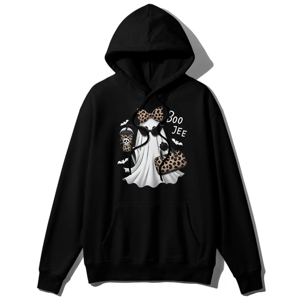 Boo Jee Ghost Graphic Tee with Coffee Theme for Cute Halloween Streetwear