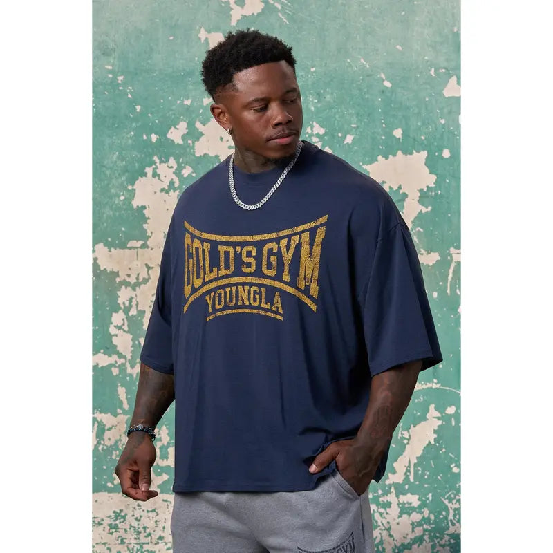 Vintage Gym Inspired Oversized Graphic T-Shirt for Strength Training Streetwear Style