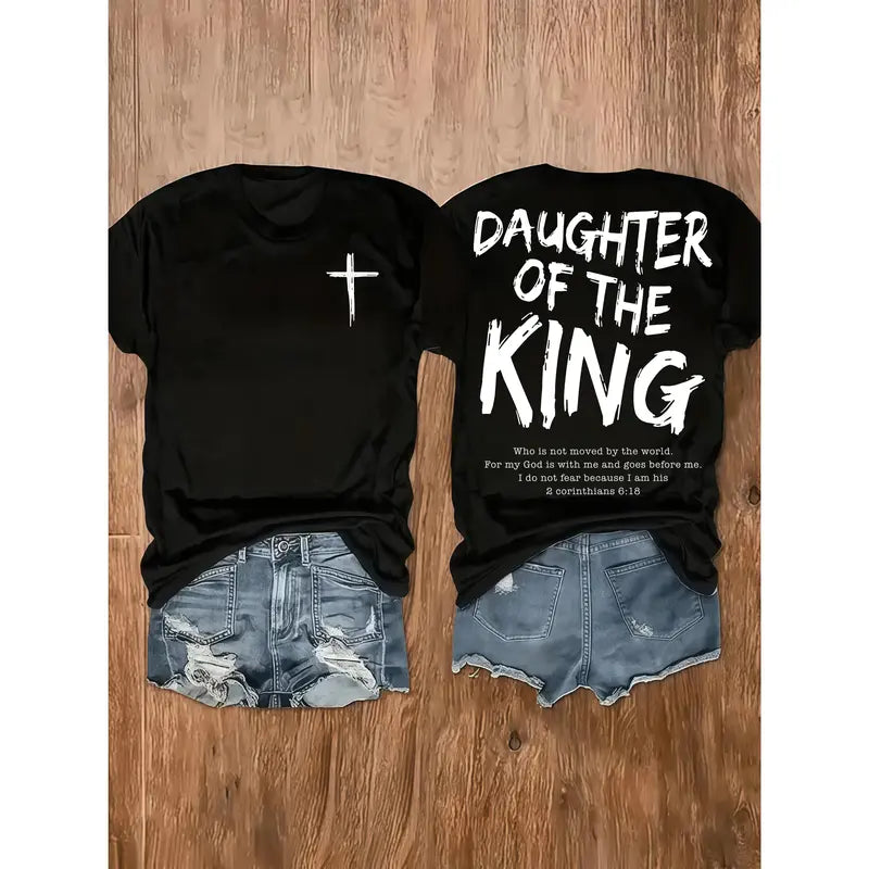 Royal Identity: "Daughter of the King" Double-Sided Christian Graphic Cotton Tee