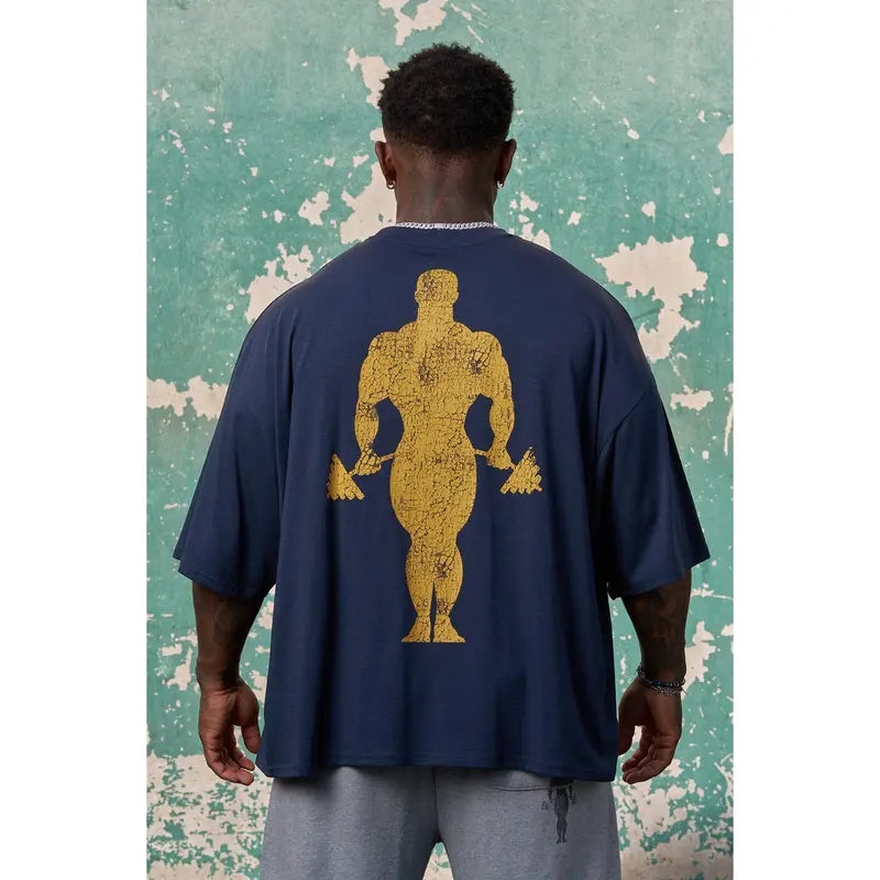Vintage Gym Inspired Oversized Graphic T-Shirt for Strength Training Streetwear Style