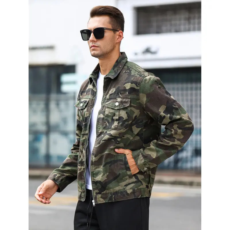 Men’s Camouflage Military Jacket for Streetwear Outdoor Work and Daily Outfits