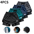 Men's 2-in-1 Quick Dry Training Shorts 4-Pack for Gym Workout and Outdoor Sports