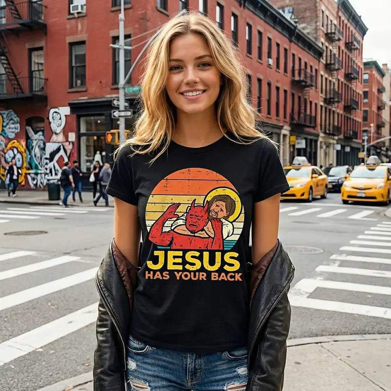 "Jesus Has Your Back" Retro Jiu-Jitsu Submission Christian Graphic Tee
