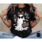 Boo Jee Ghost Graphic Tee with Coffee Theme for Cute Halloween Streetwear