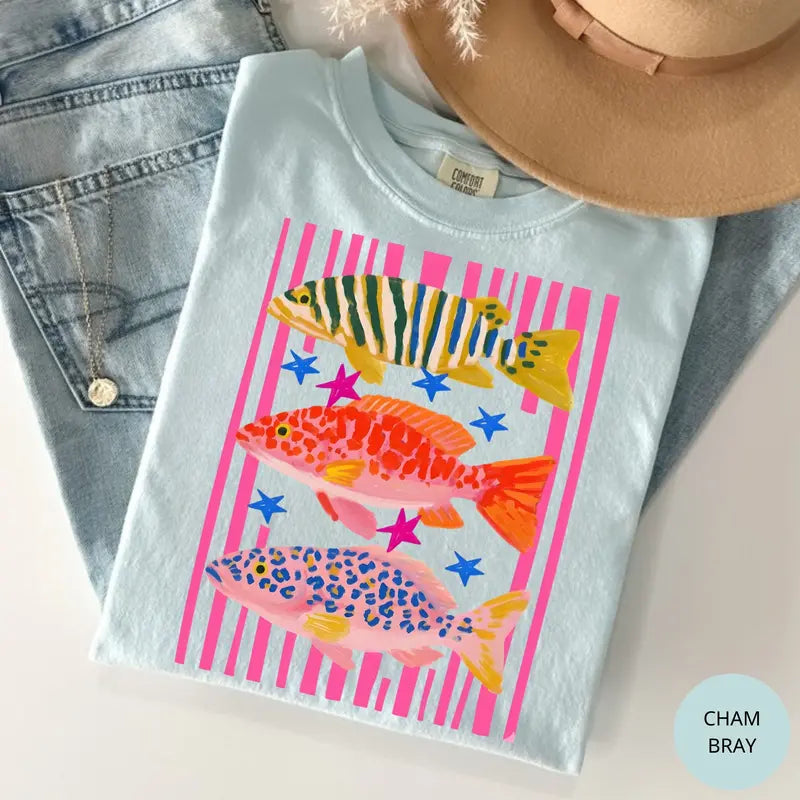 Tropical Pop: The Preppy Fish "Island Reef" Comfort Colors Tee
