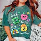 "Lucky To Be Your Teacher" Vintage Retro St. Patrick's Day Comfort Colors Teacher Appreciation Tee