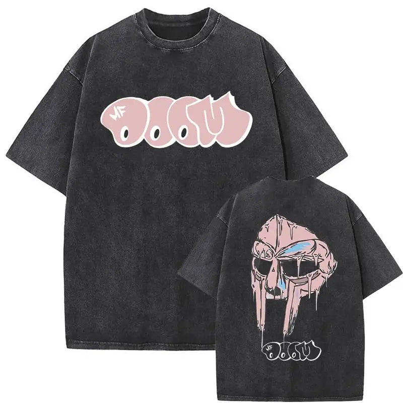 MF DOOM Madvillain Metal Mask Vintage Washed Tee - Oversized Retro Hip-Hop Streetwear Shirt
