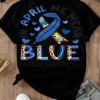 Wear Blue with Heart: Autism Awareness Month Empowerment Graphic Tee