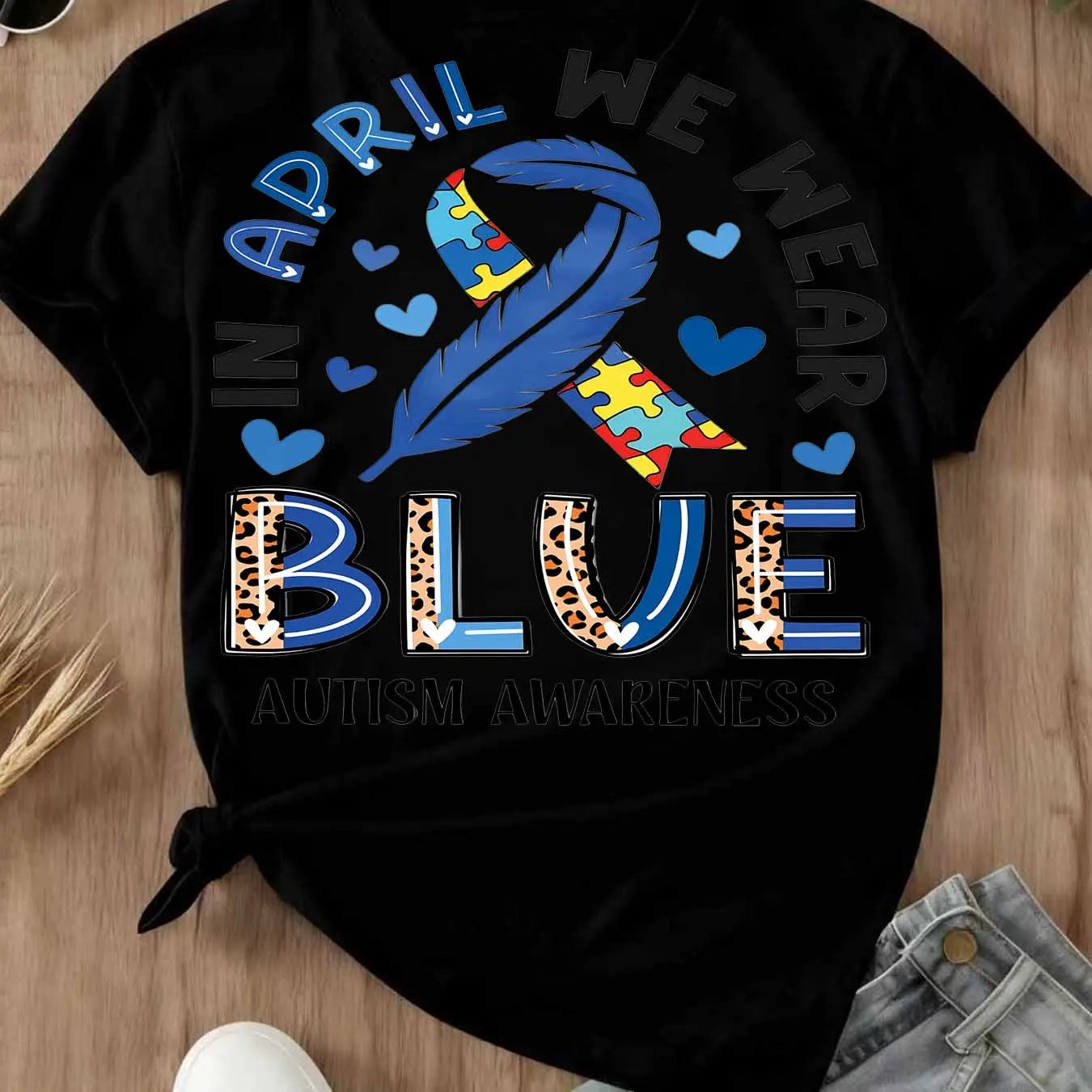Wear Blue with Heart: Autism Awareness Month Empowerment Graphic Tee