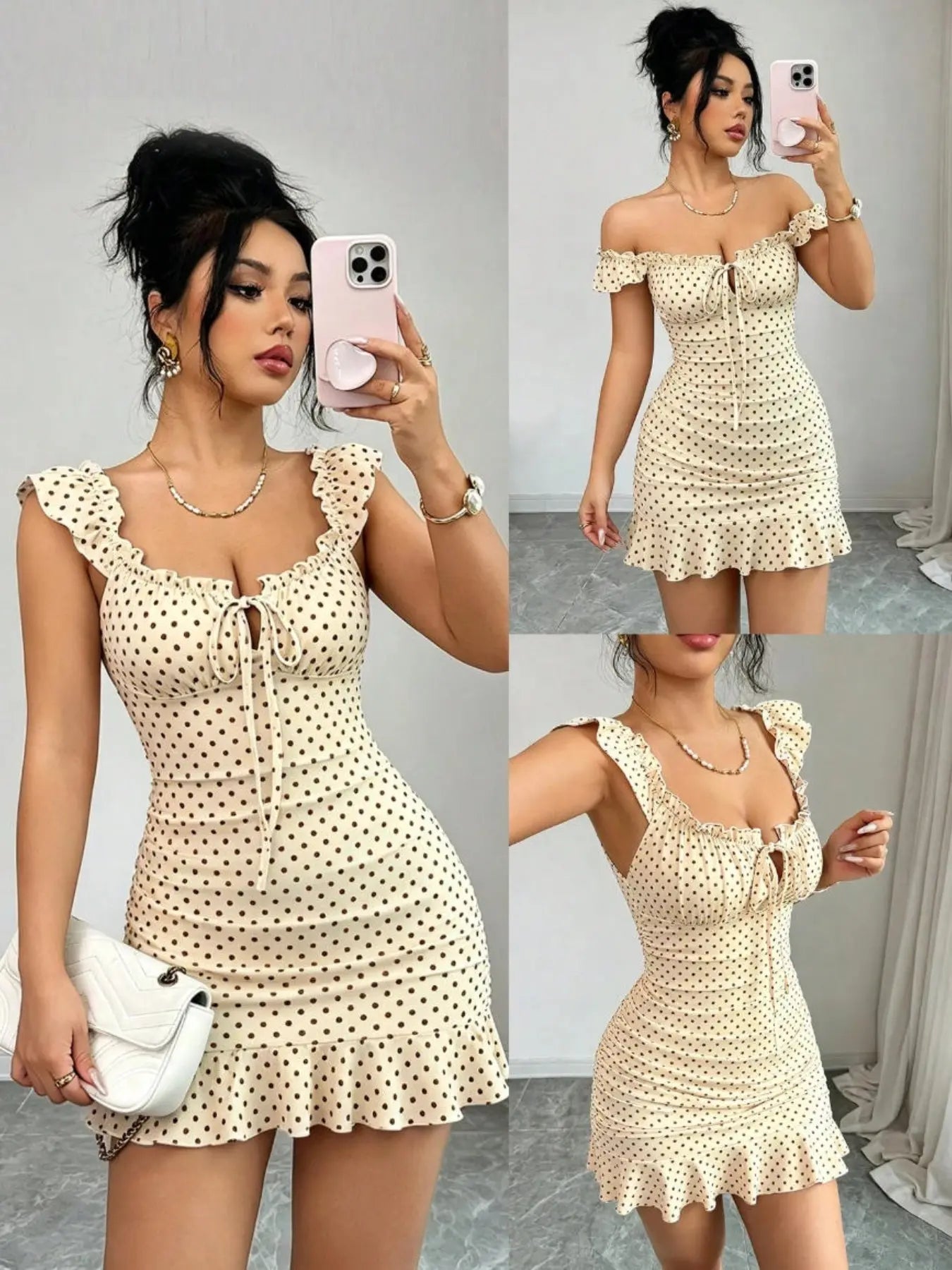 Red Polka Dot Ruffle Mini Dress for Date Nights and Summer Outfits