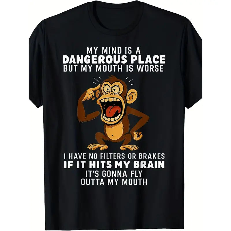 Unfiltered Chaos: The "My Mind Is A Dangerous Place" Funny Monkey Tee