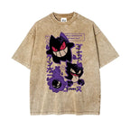 Shadow Realm Style: Gengar "Glitch" Evolution Washed Streetwear Tee